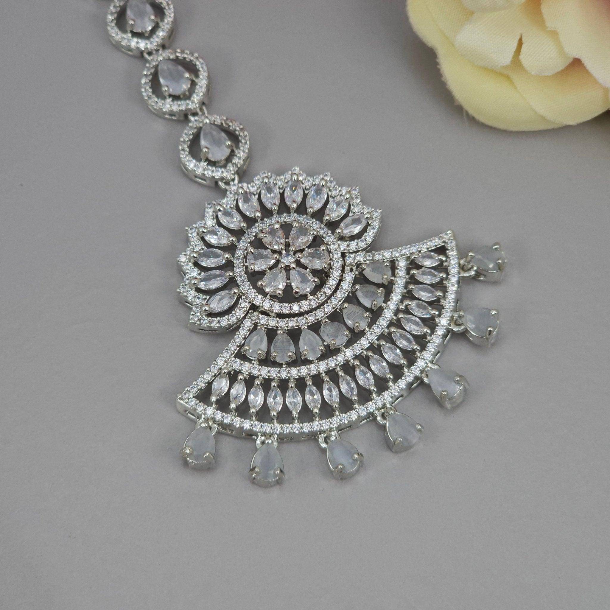 Roohi CZ Mangtikka - Silver Gray - Fancy Fab Jewels