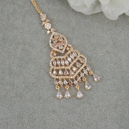 Roohi Rose Gold AD Mangtikka - Fancy Fab Jewels