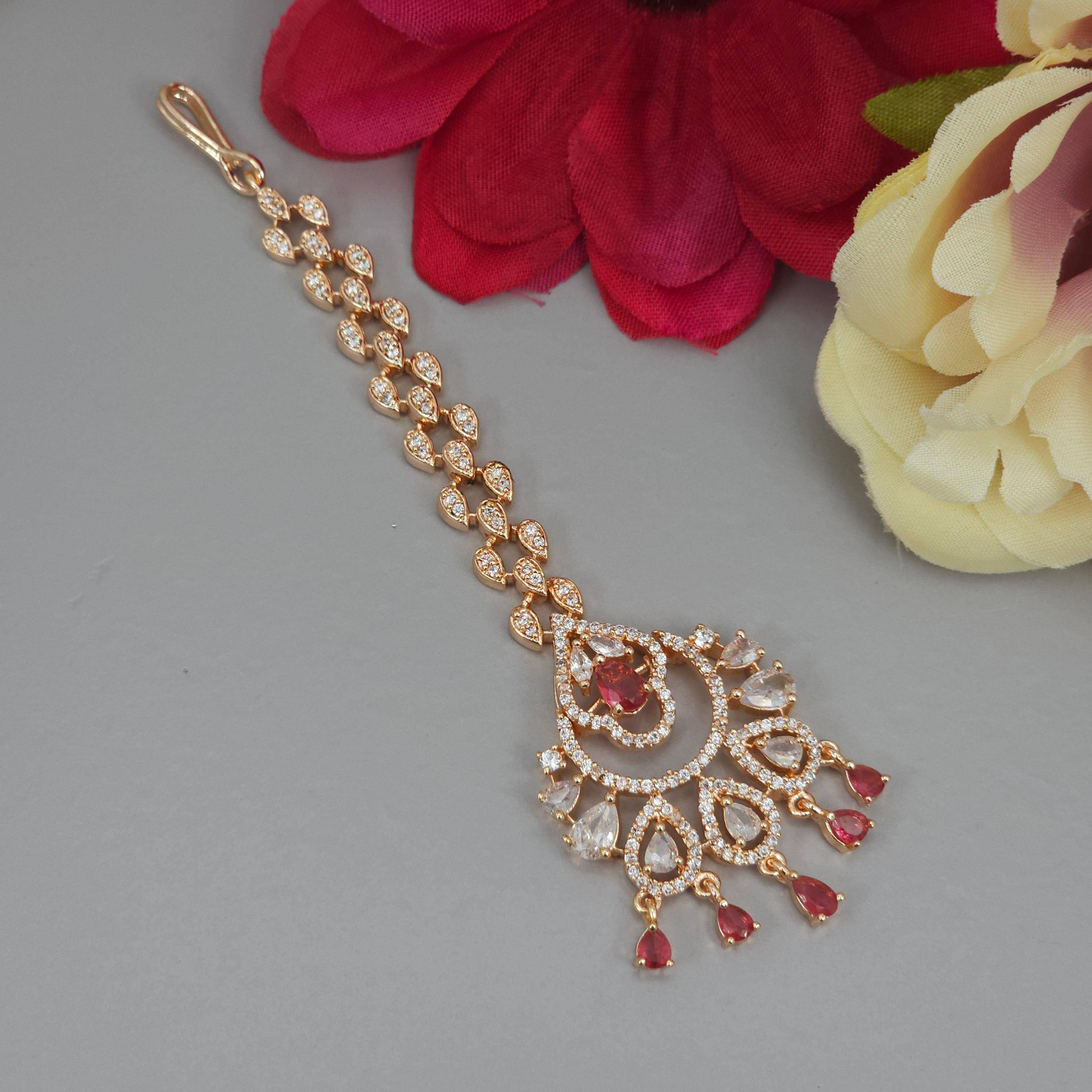 Sona CZ Mangtikka - Rosegold - Fancy Fab Jewels