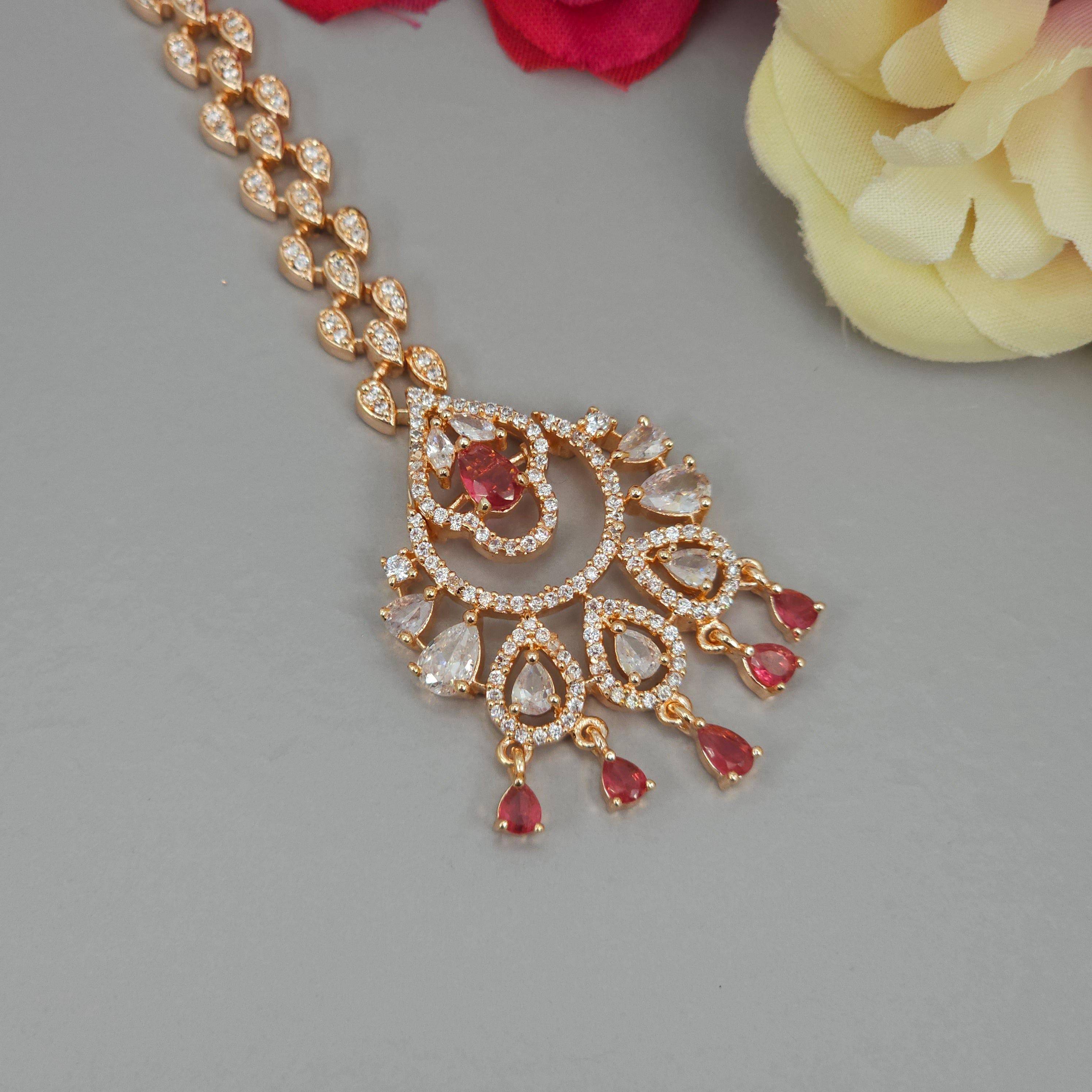 Sona CZ Mangtikka - Rosegold - Fancy Fab Jewels