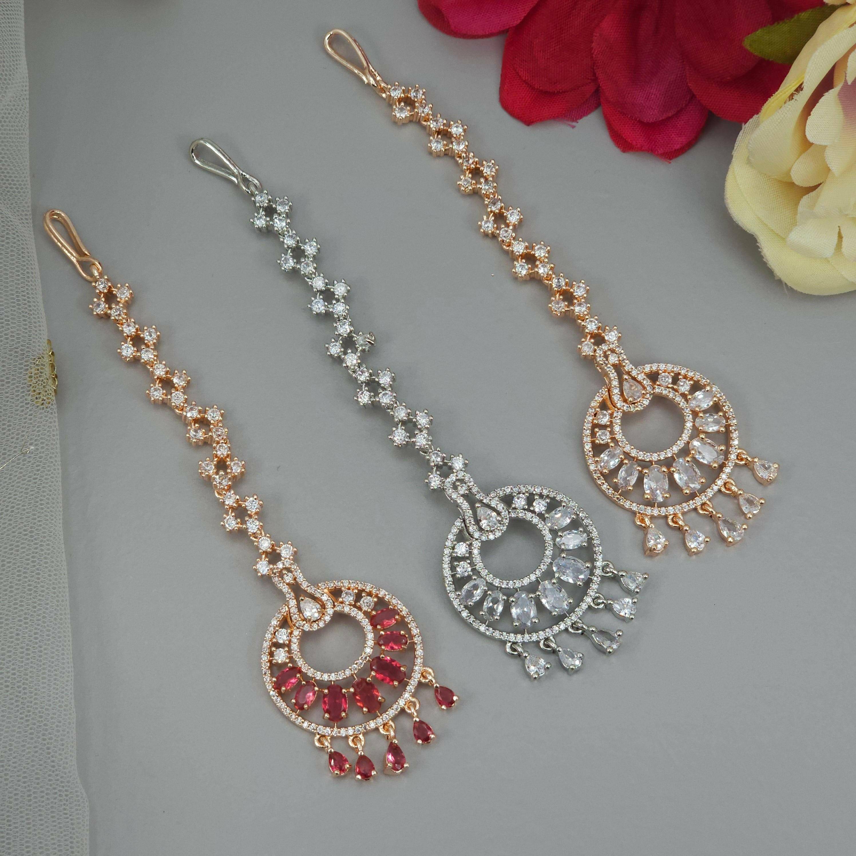 Zia CZ Mangtikka - Rosegold Ruby - Fancy Fab Jewels