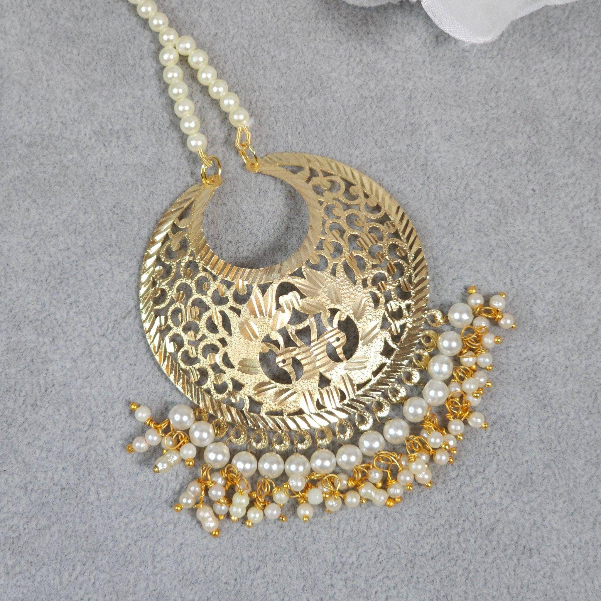 Gold Plated Punjabi Jadau Maang Tikka - Fancy Fab Jewels