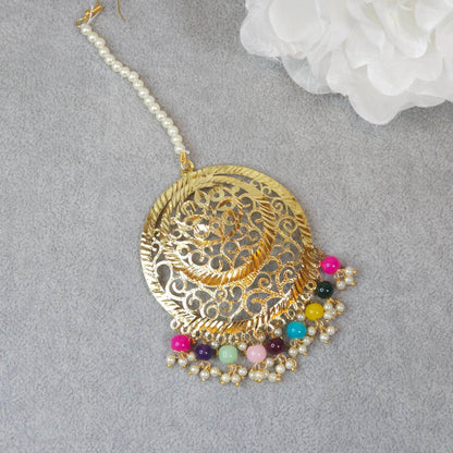 Gold Plated Punjabi Jadau Maang Tikka - Fancy Fab Jewels