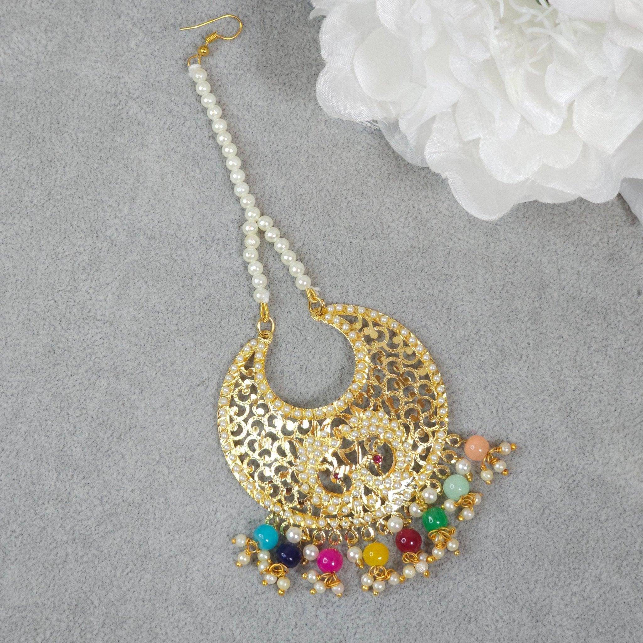 Gold Plated Punjabi Jadau Maang Tikka - Fancy Fab Jewels