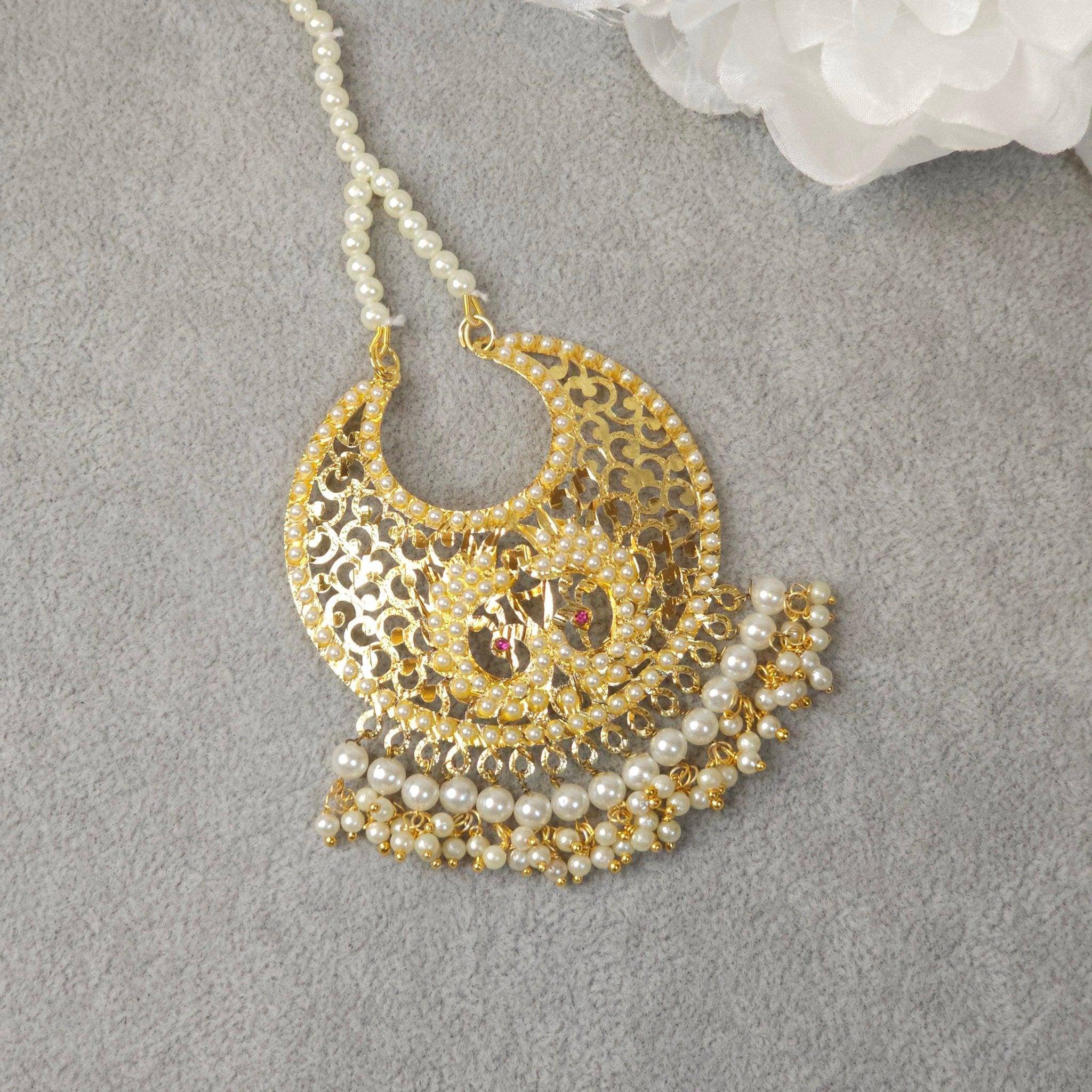 Gold Plated Punjabi Jadau Maang Tikka - Fancy Fab Jewels