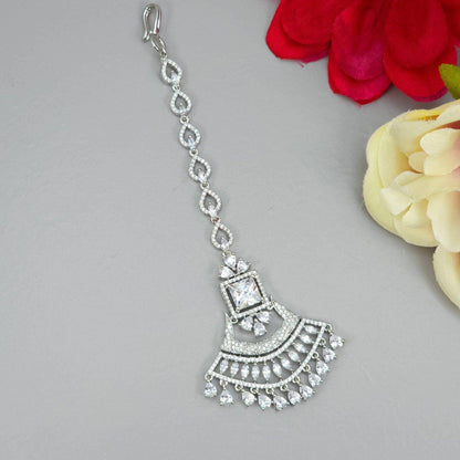 Selma Silver AD CZ Mangtikka - Fancy Fab Jewels