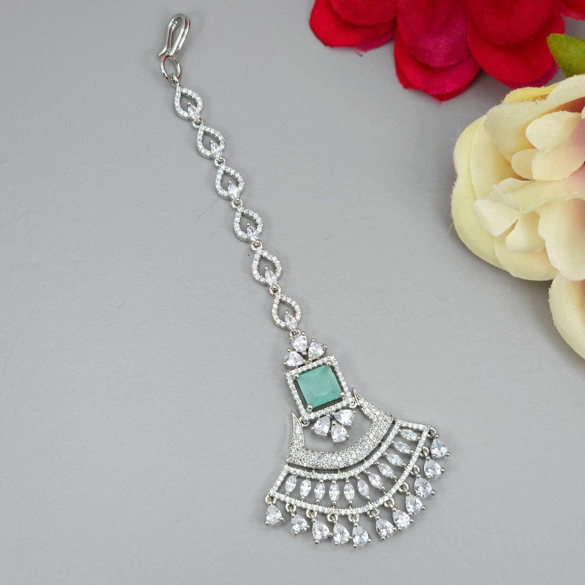 Selma Silver AD CZ Mangtikka - Fancy Fab Jewels