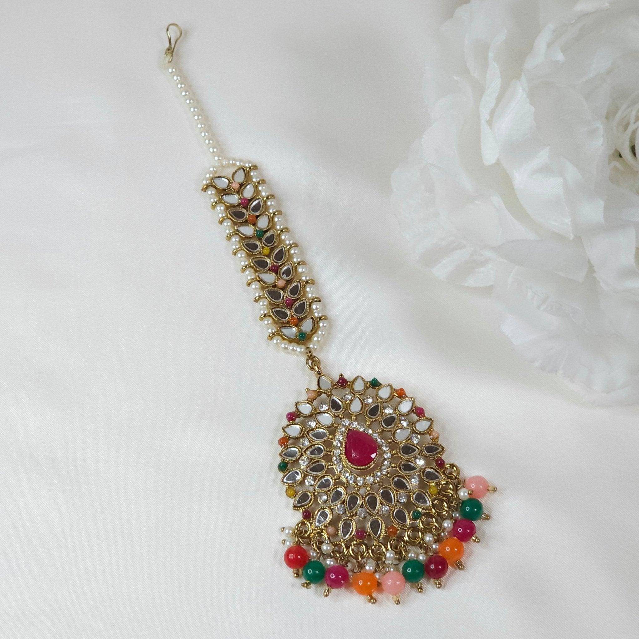 Aaina mirror maang tikka - tear drop - Fancy Fab Jewels