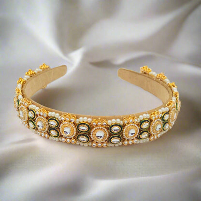 1 Pc Women's Glamours Kundan Headband Mathapatti Tiara - Fancy Fab Jewels