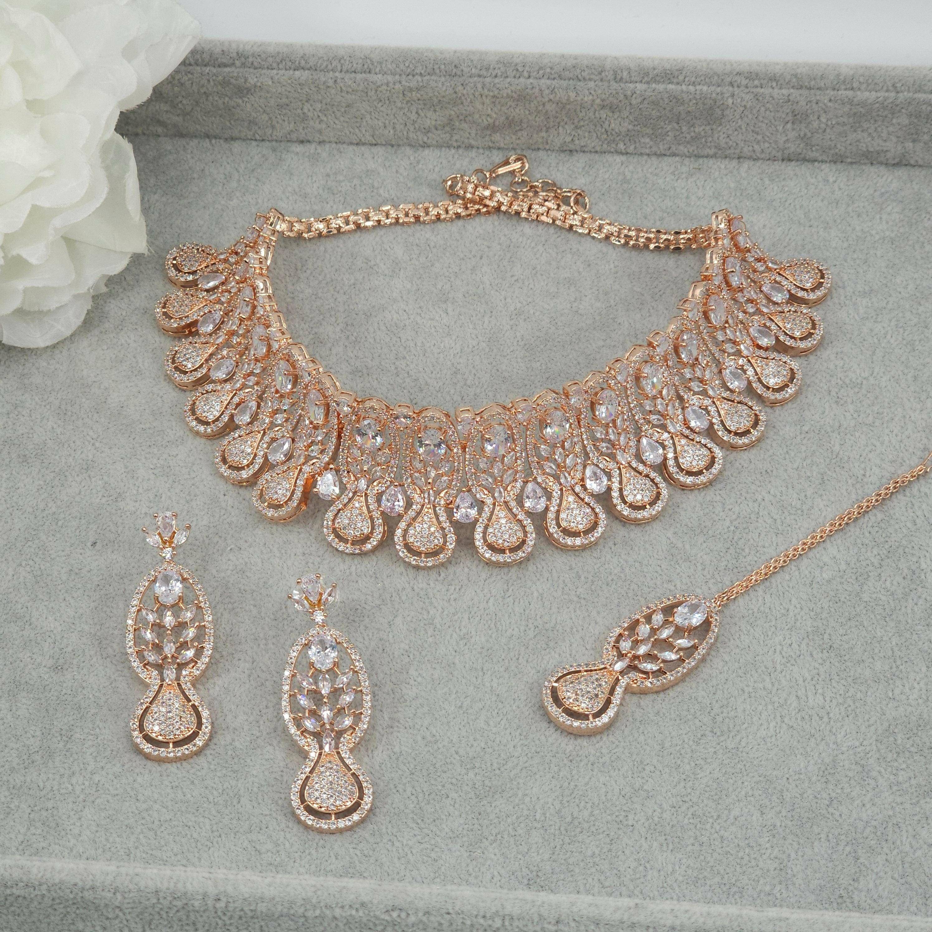 Simi - CZ Choker Set Rose Gold - Fancy Fab Jewels