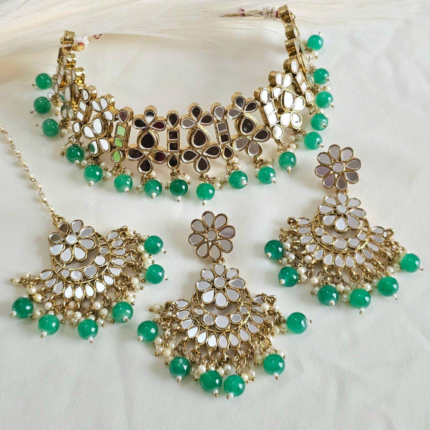 Kiara Mirror Necklace Set - Fancy Fab Jewels