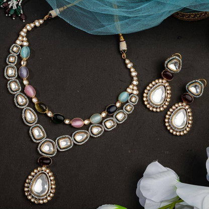 Aliyah Kundan Rani Haar Necklace Set - Fancy Fab Jewels