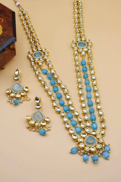 Amina Kundan Mala Set Blue - Fancy Fab Jewels