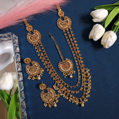 Zinat - Antique Gold Polki Mala Set - Fancy Fab Jewels