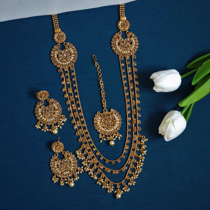 Zinat - Antique Gold Polki Mala Set - Fancy Fab Jewels