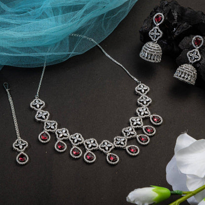 Ruhani - AD CZ Choker Necklace set - Fancy Fab Jewels