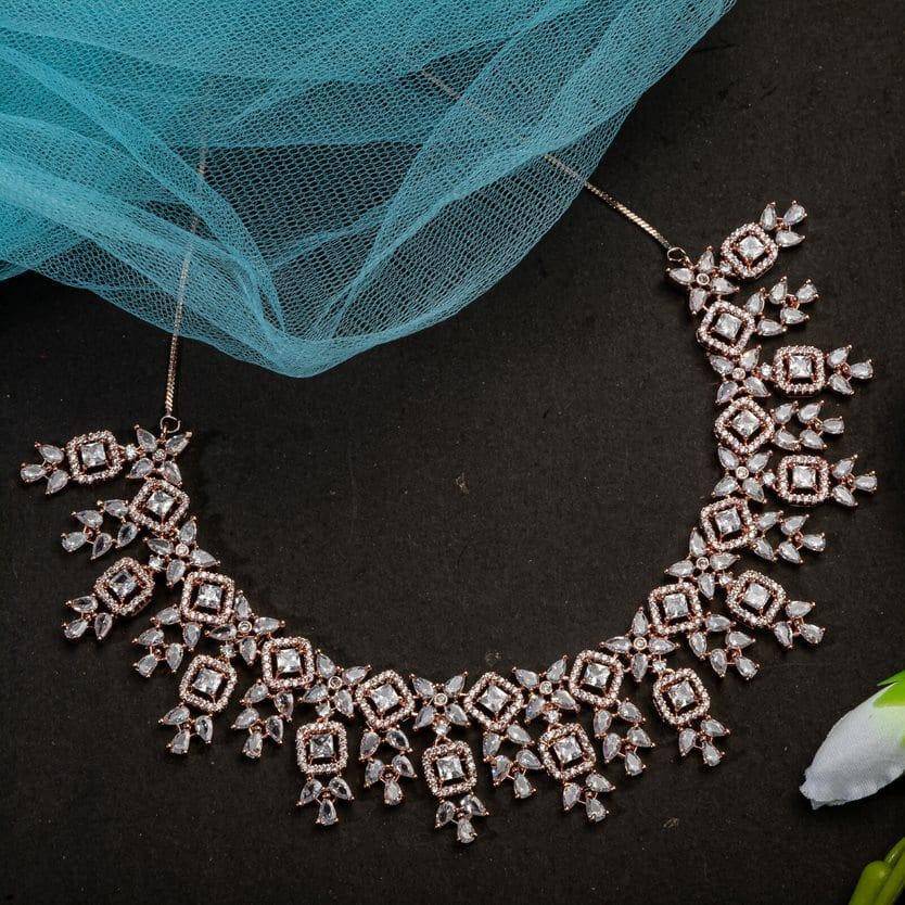 Ameera - AD CZ Choker Necklace set - Fancy Fab Jewels