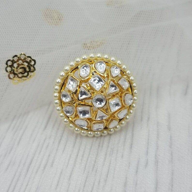 Meera Kundan Statement Ring - Fancy Fab Jewels