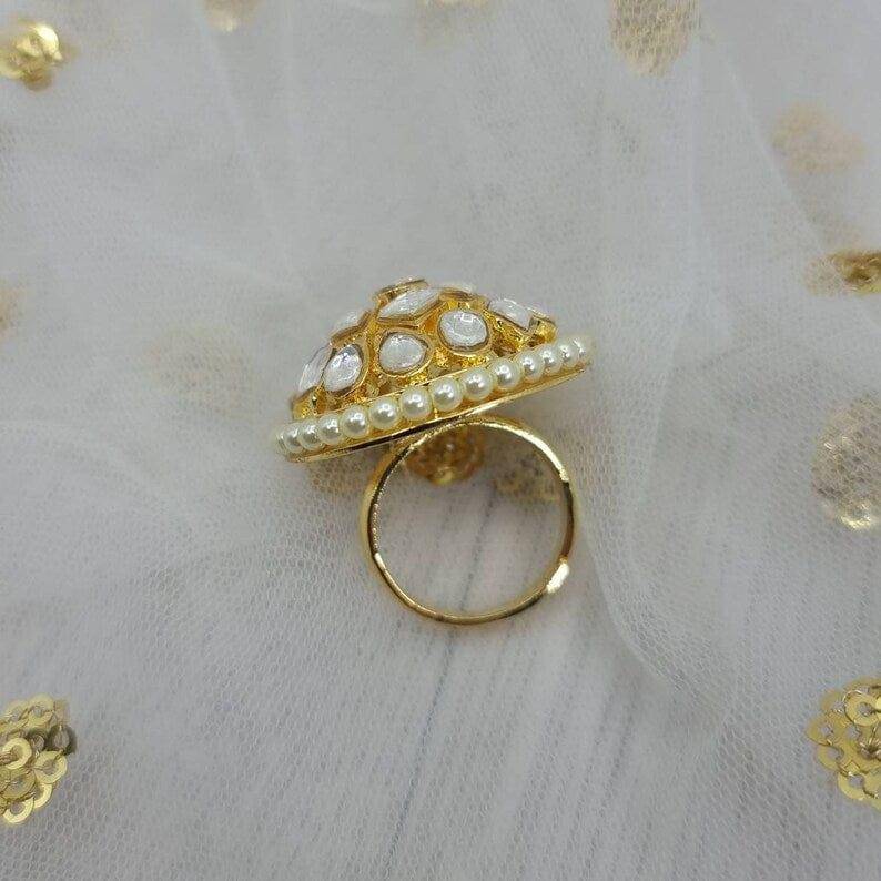 Meera Kundan Statement Ring - Fancy Fab Jewels