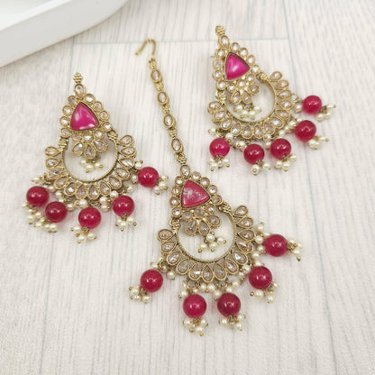 Sharia Earrings and Tikka Set - Fancy Fab Jewels