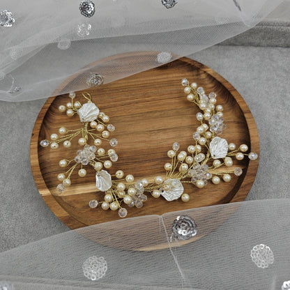 Ivory Bridal Hairvine Hair Brooch Headpiece - Fancy Fab Jewels