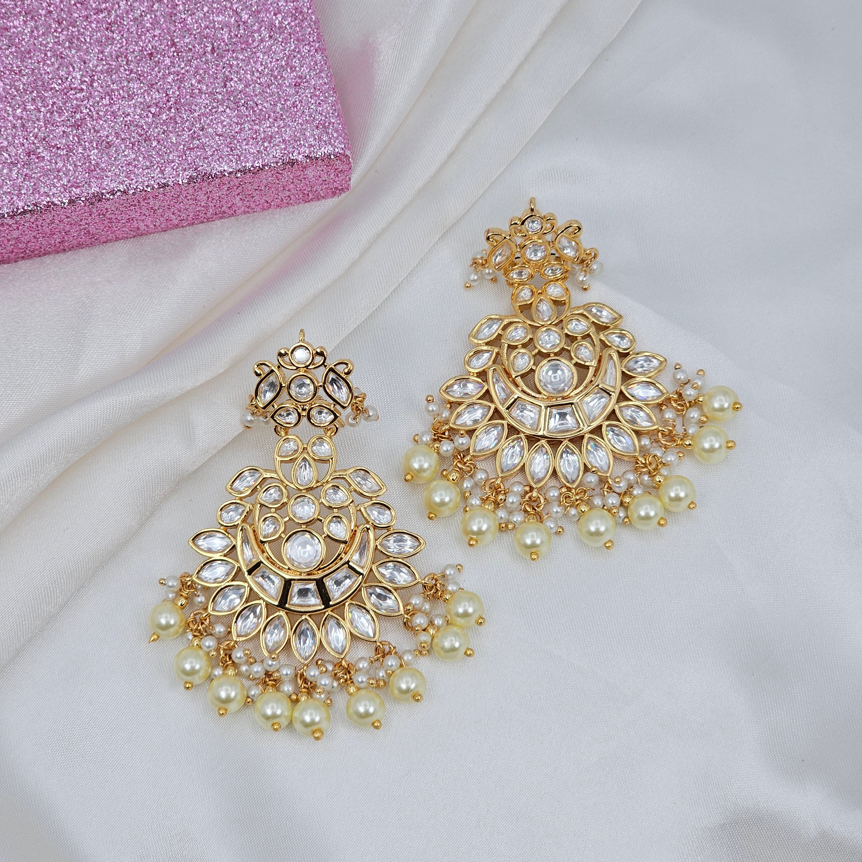 Anisha Women's Stunning Kundan Chandbali Earrings – nan | Fancy Fab Jewels UK