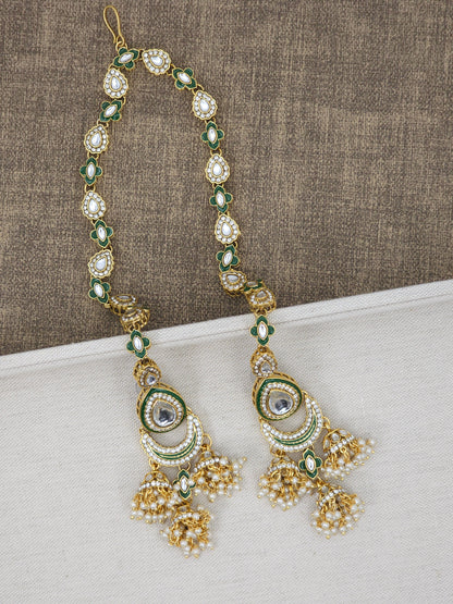 Nora - Kundan Jhumka Earrings with Attached Earchains – Jhumki | Fancy Fab Jewels UK