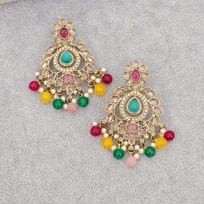 Anisha Antique Gold Chandbali Earrings – Earrings | Fancy Fab Jewels UK