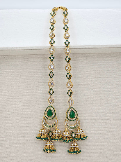 Nora - Kundan Jhumka Earrings with Attached Earchains – Jhumki | Fancy Fab Jewels UK