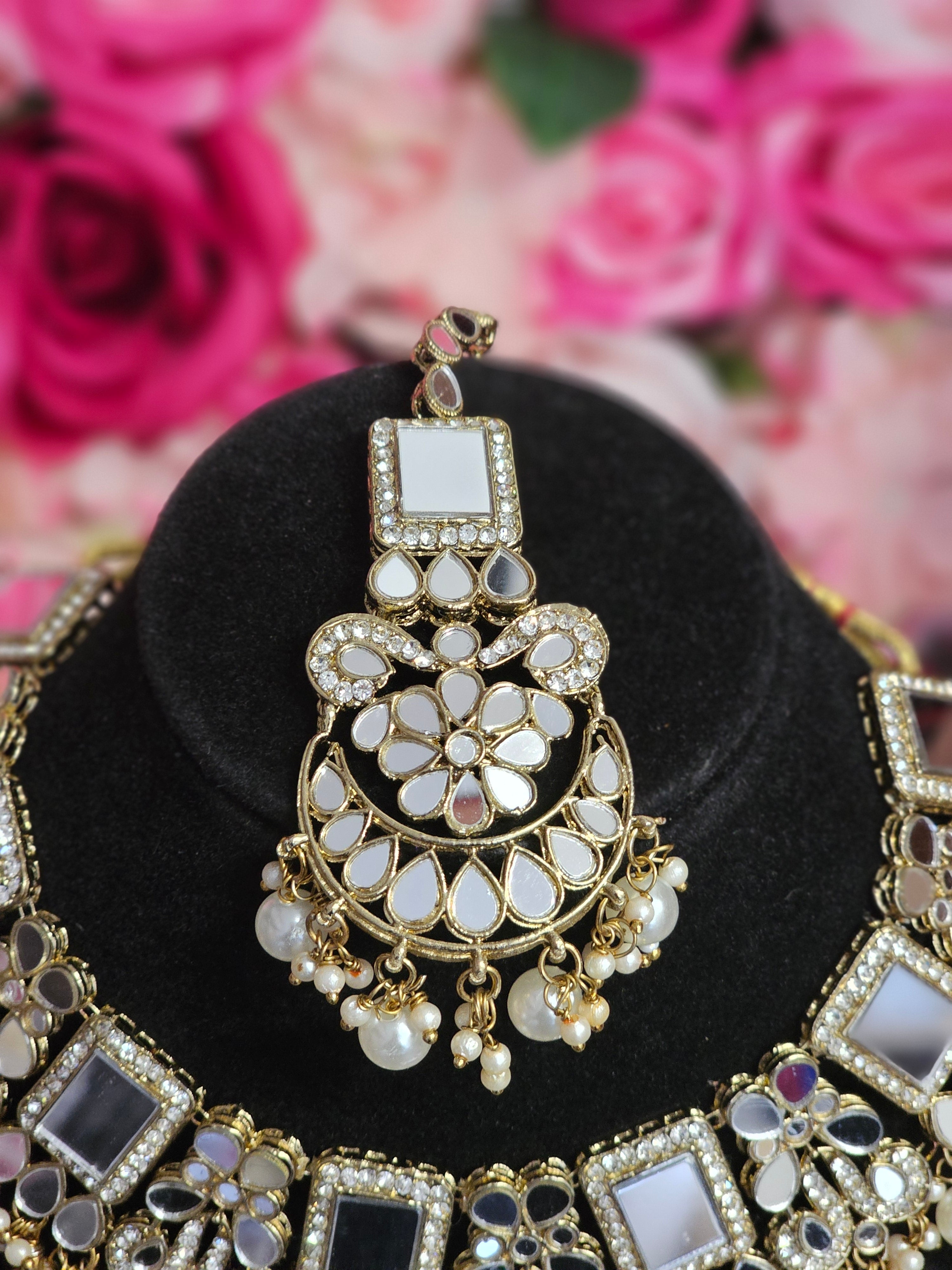 Humaira Mirror Jewellery Set – choker necklace | Fancy Fab Jewels UK