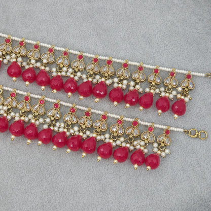 Veena -  Polki and Pearl Earring Chains – Ear Chain | Fancy Fab Jewels UK