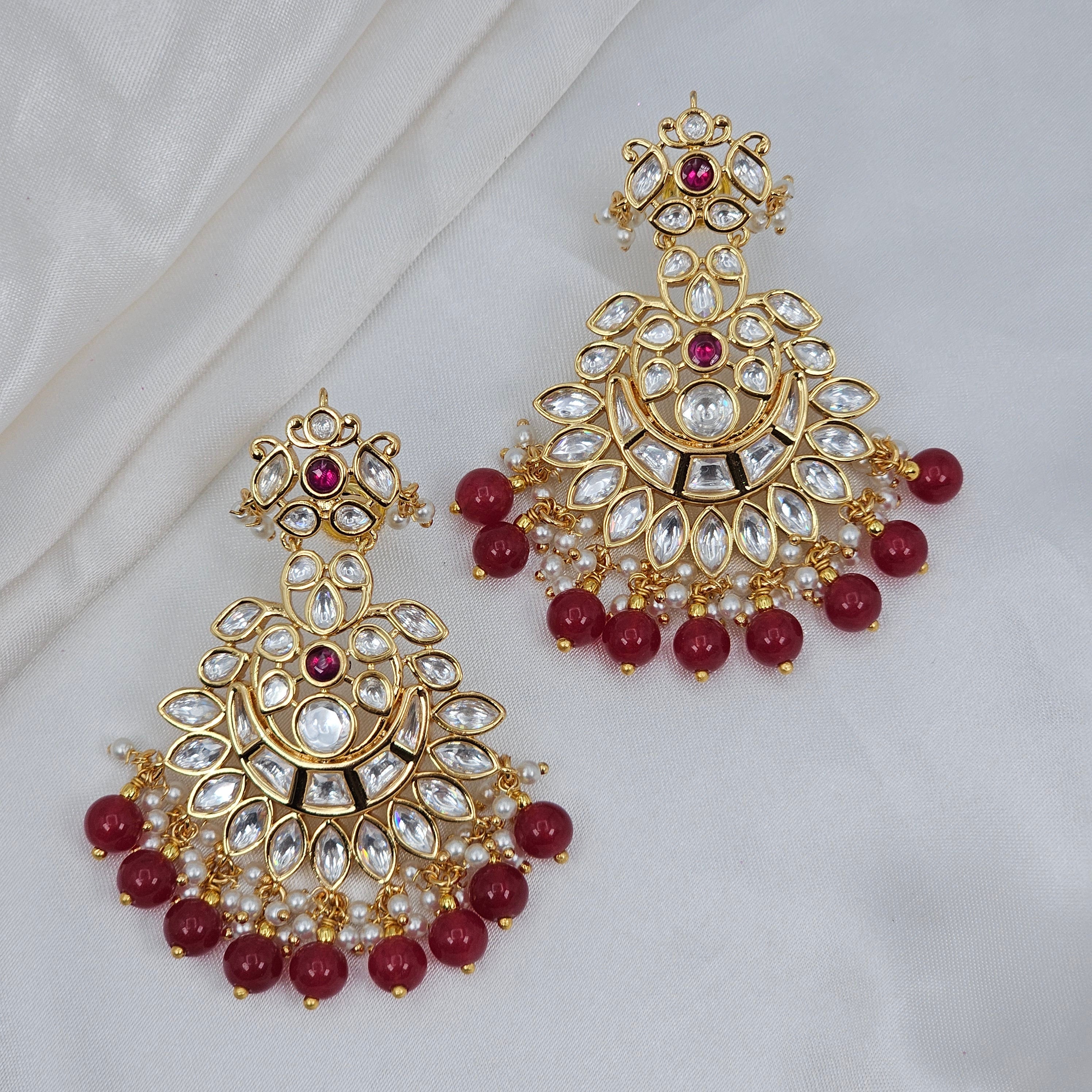 Anisha Women's Stunning Kundan Chandbali Earrings – nan | Fancy Fab Jewels UK