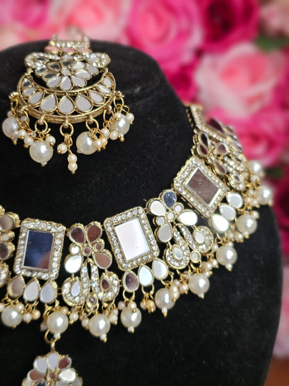 Humaira Mirror Jewellery Set – choker necklace | Fancy Fab Jewels UK