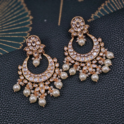 Lara Exclusive Moissanite Chandbali Earrings – Earrings | Fancy Fab Jewels UK
