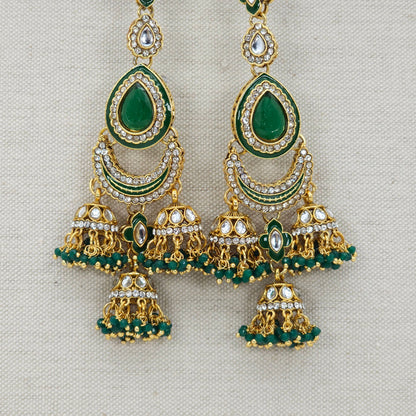 Nora - Kundan Jhumka Earrings with Attached Earchains – Jhumki | Fancy Fab Jewels UK
