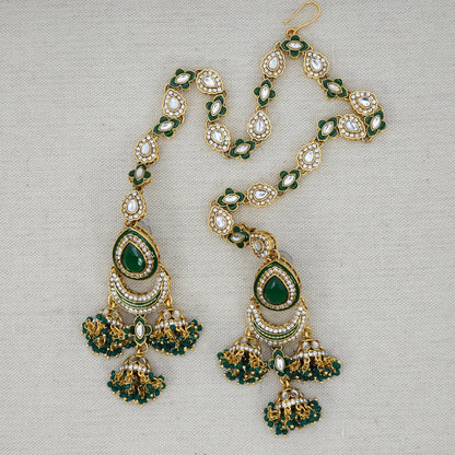 Nora - Kundan Jhumka Earrings with Attached Earchains – Jhumki | Fancy Fab Jewels UK