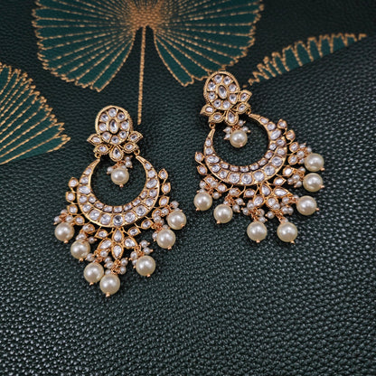 Lara Exclusive Moissanite Chandbali Earrings – Earrings | Fancy Fab Jewels UK