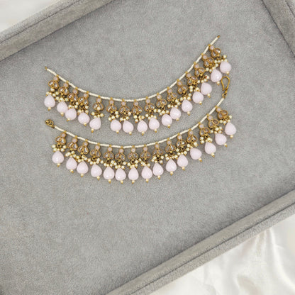 Veena -  Polki and Pearl Earring Chains – Ear Chain | Fancy Fab Jewels UK
