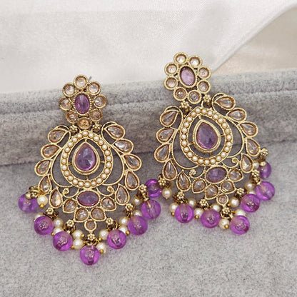 Anisha Antique Gold Chandbali Earrings – Earrings | Fancy Fab Jewels UK