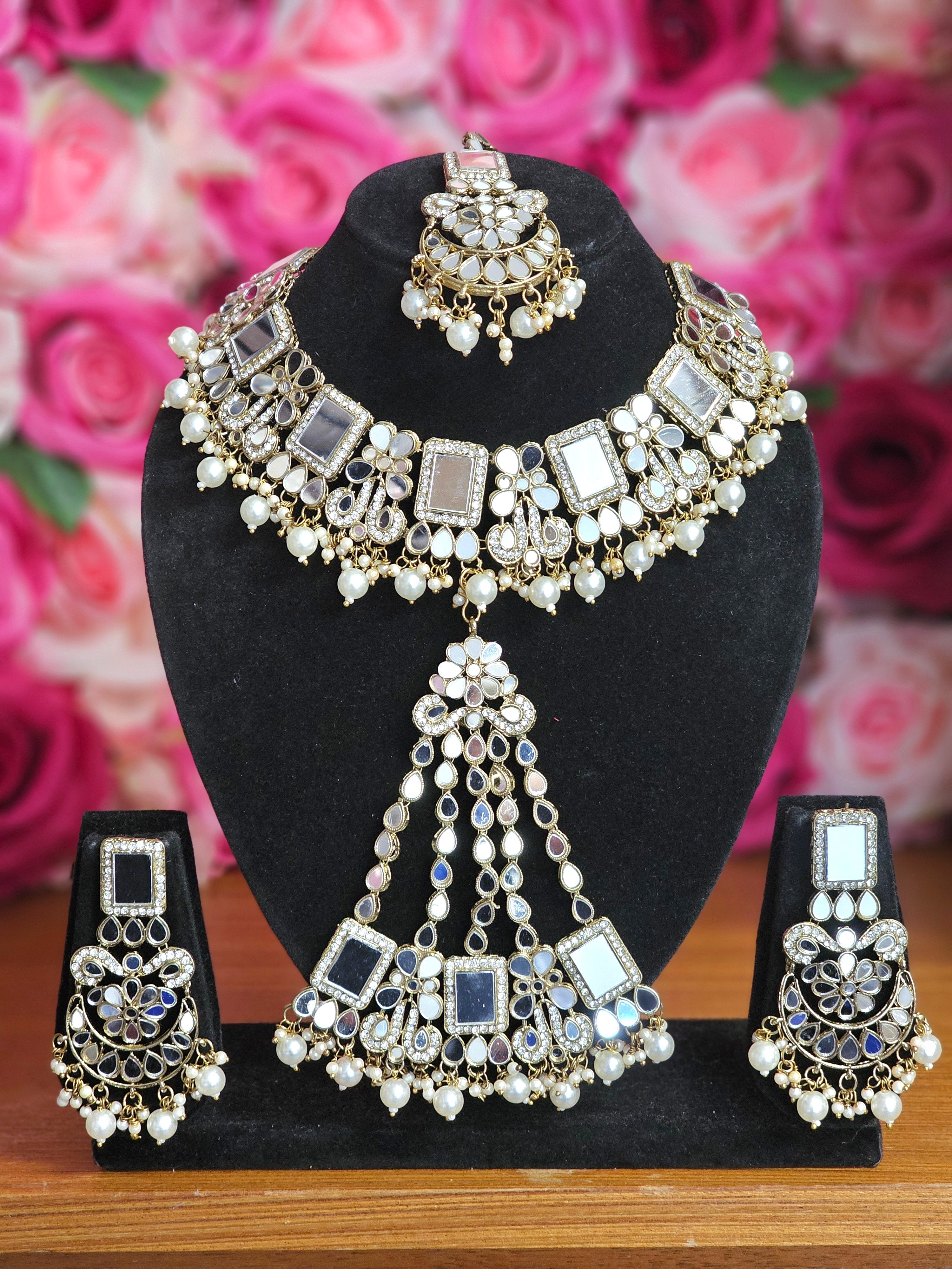 Humaira Mirror Jewellery Set – choker necklace | Fancy Fab Jewels UK