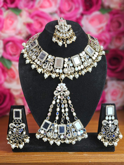 Humaira Mirror Jewellery Set – choker necklace | Fancy Fab Jewels UK