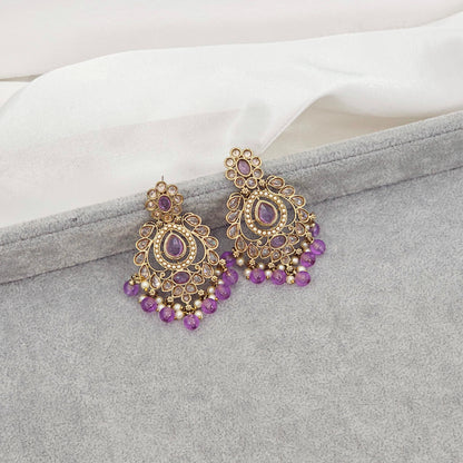 Anisha Antique Gold Chandbali Earrings – Earrings | Fancy Fab Jewels UK