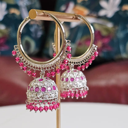 Saloni Silver Polki Jhumki Bali Earrings - Fancy Fab Jewels