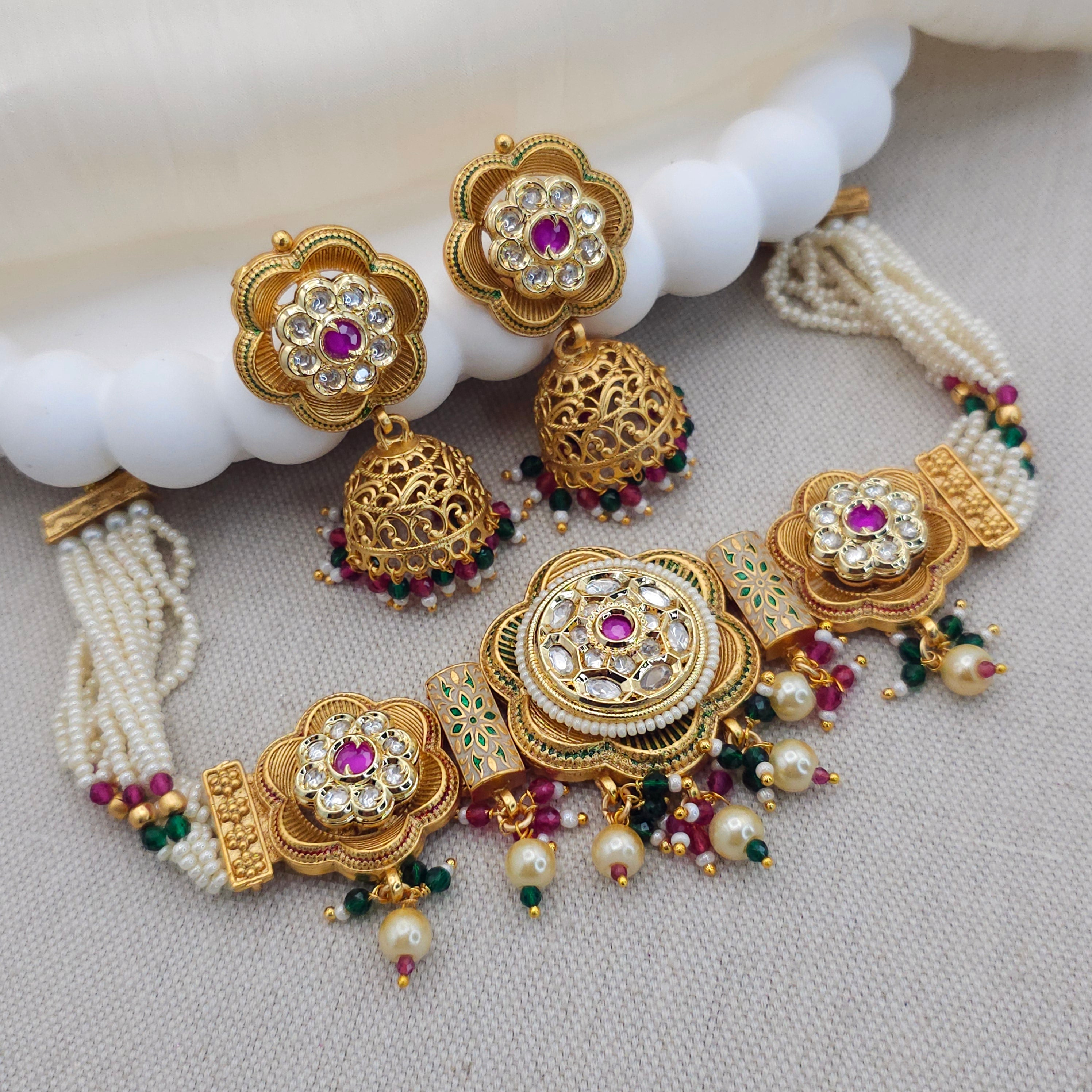 Jodha Rajwadi Statement Kundan Choker Set