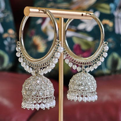 Saloni Silver Polki Jhumki Bali Earrings - Fancy Fab Jewels