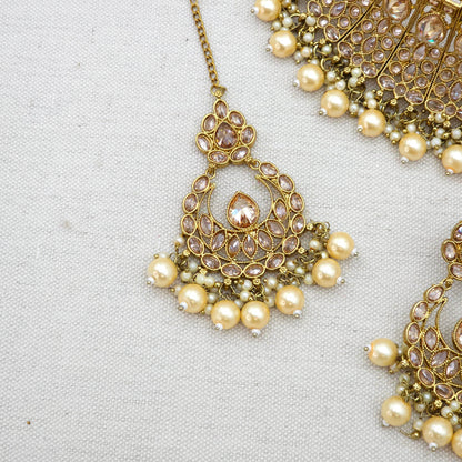 Abha- Antique gold choker necklace - golden