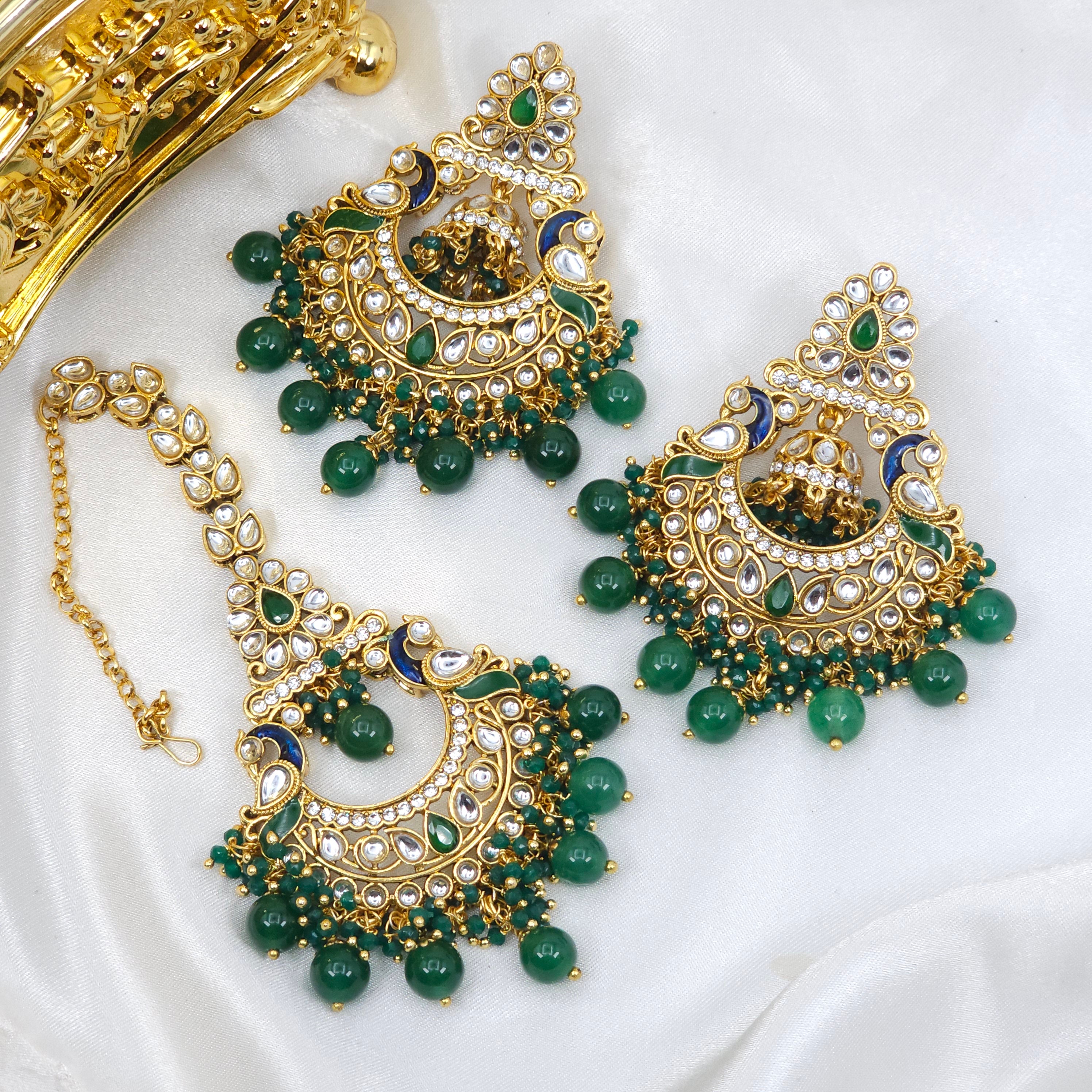 Tara Kundan  Earrings and Tikka Set - Fancy Fab Jewels