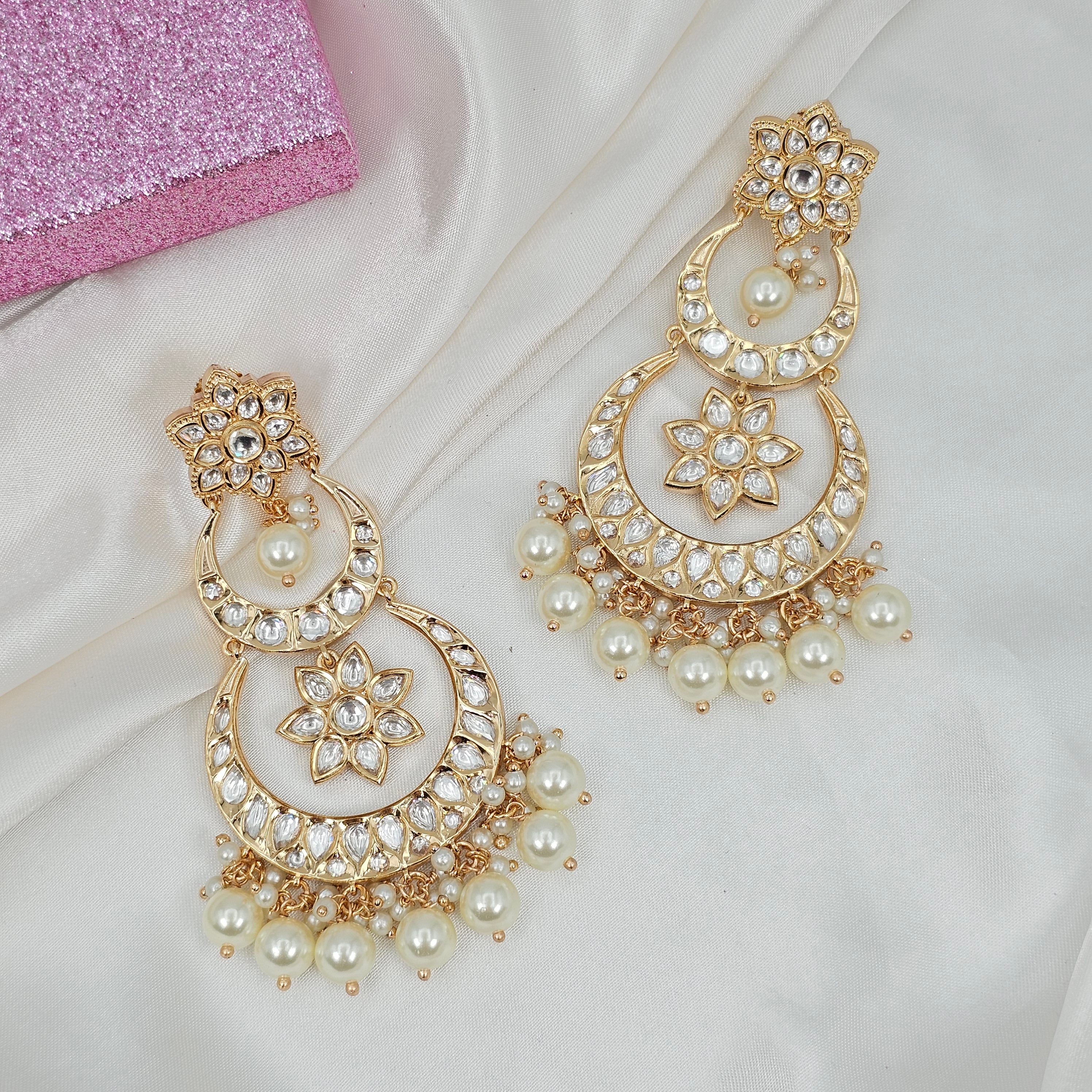 Women's Stunning Kundan Chandbali Earrings