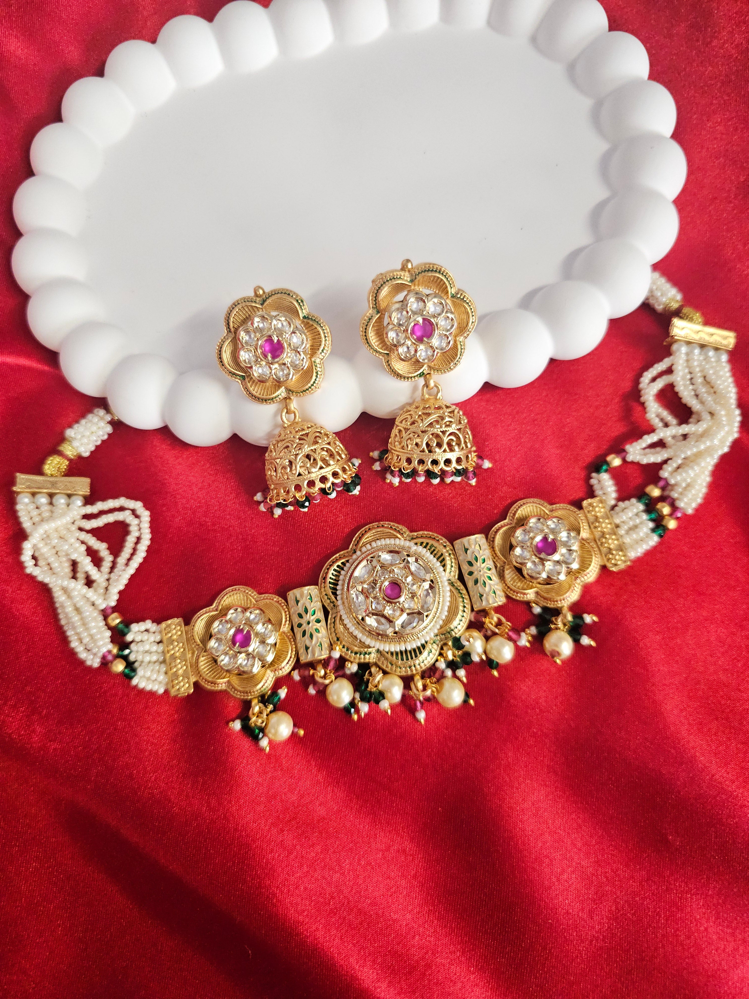 Jodha Rajwadi Statement Kundan Choker Set