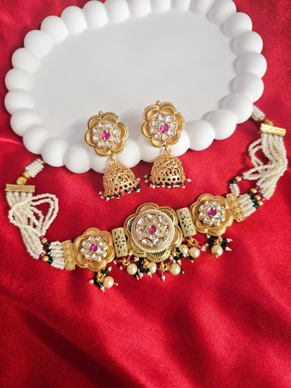 Jodha Rajwadi Statement Kundan Choker Set